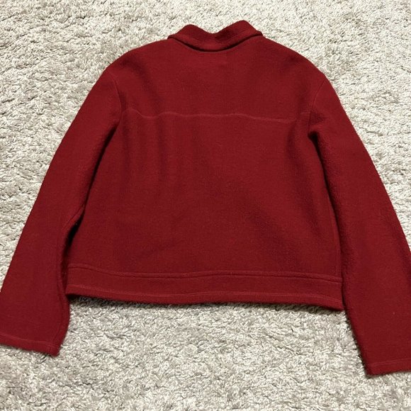 Woolrich 100% Wool Cherry Red Collared Button-Up Blazer Jacket - Womens sz L - Picture 2 of 4